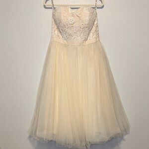 Chi Chi London Beautiful Blush Pink Lace Detail and Tulle Tea Length Dress